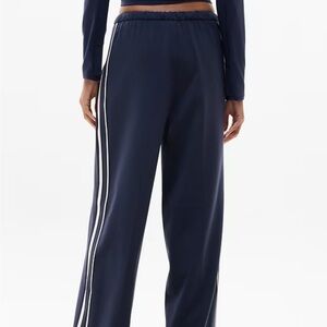 Athleta Navy Joggers with White Stripes